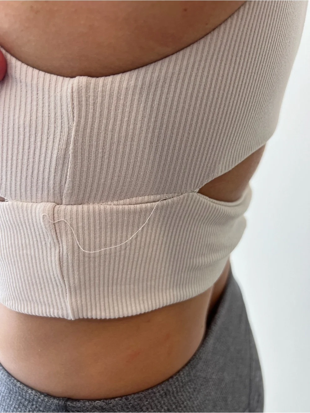 ALO Yoga White Ribbed Cutout Low-Back Sports Bra